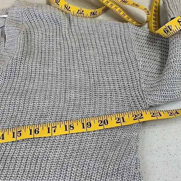 FREE FOR ALL Women's Cable Knit Sweater Chunky Pullover Oversized Size S Gray - Picture 7 of 12